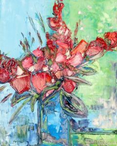 Voir le détail de cette oeuvre: Bouquet de Roses au Vase Bleu